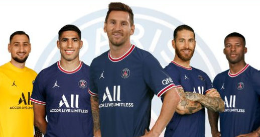 Donnarumma, Hakimi, Messi, Sergio Ramos e Wijnaldum, que chegaram ao PSG na janela de transferências