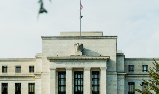 Fachada do Federal Reserve, Fed, o banco central dos EUA, que decide a política de juros